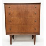 CHEST OF DRAWERS, 1970s teak with four long drawers, 77cm W x 42cm D x 91cm H.