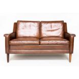 ATTRIBUTED GEORGE THAMY SOFA, 1970's soft natural hide leather upholstered with two seat cushions