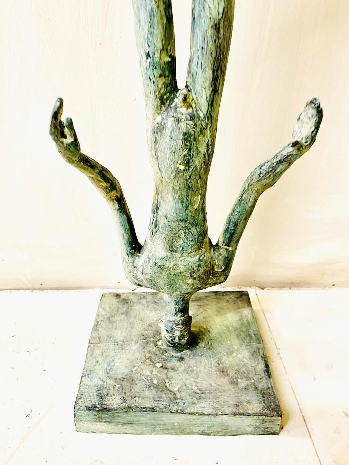 CONTEMPORARY SCHOOL SCULPTURE, 'Reflection' bronze with verdigris finish in Giacometti style, - Image 4 of 4