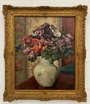 GAETAN DUMAS (1879-1950), 'Nature morte avec fleurs', oil on canvas, 53cm x 44cm, signed,