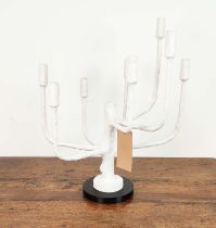 TABLE CANDELBRA, in a rough plaster finish, 50cm W x 60cm H.