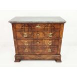 COMMODE, Louis Philippe walnut with five drawers and marble top, 110cm x 51.5cm x 95cm.