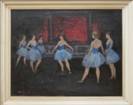 OTTO OLSEN (1905-1966), 'Ballet Study', oil on canvas, 59cm x 74cm, signed and dated '54', framed.