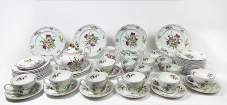 PART SPODE TEA SERVICE, 'Marlborough sprays', comprising seven tea cups and saucers, five coffee