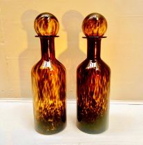 DECANTERS, a pair, Murano style glass, 53cm x 14cm x 14cm. (2)