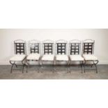 DINING CHAIRS, a set of six, metal frames, neutral seat cushions, 106cm H. (6)