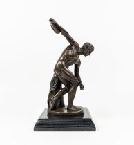 CONTEMPORARY SCHOOL SCULPTURE, classical discus athlete, 42cm H.