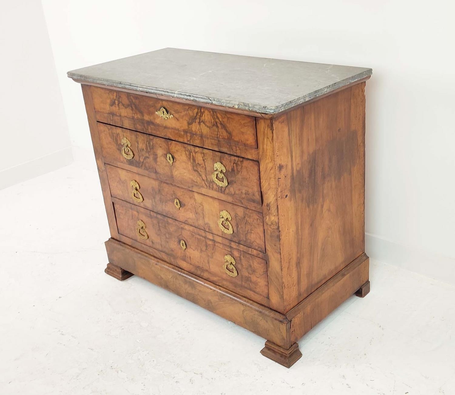 COMMODE, Louis Philippe walnut with five drawers and marble top, 110cm x 51.5cm x 95cm. - Image 3 of 11