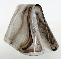 MURANO GLASS COVER, shaped cover in brown striated glass, 50cm W x 30cm H.