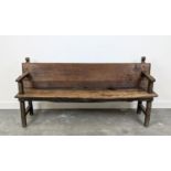 SETTLE, late 18th/early 19th century rustic walnut, 90cm H x 185cm x 50cm.