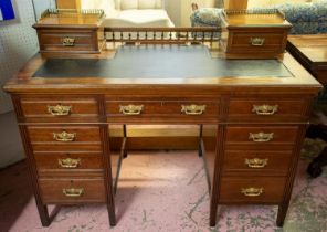 PEDESTAL DESK, 92cm H x 122cm W x 65cm D, Victorian mahogany, circa 1880, with black leatherette top