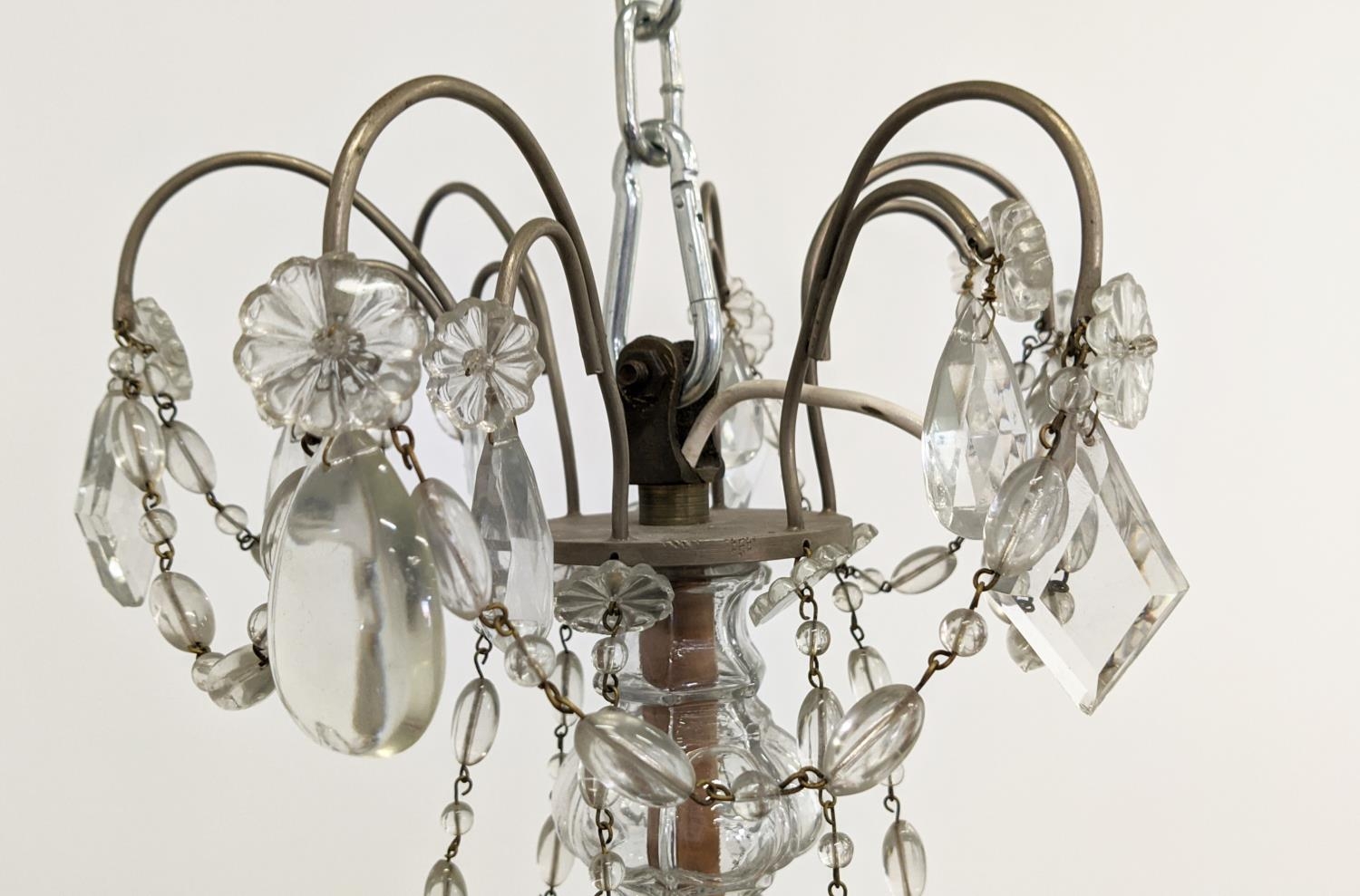 CHANDELIER with a metal frame and six branches, approx 90cm H x 45cm W. - Image 4 of 5