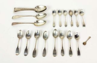 A COLLECTION OF GEORGE III AND LATER STERLING SILVER SPOONS, marked for various Assey Offices,