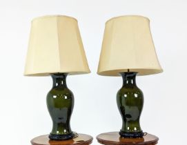 TABLE LAMPS, a pair, 84cm H, glazed ceramic, with shades. (2)