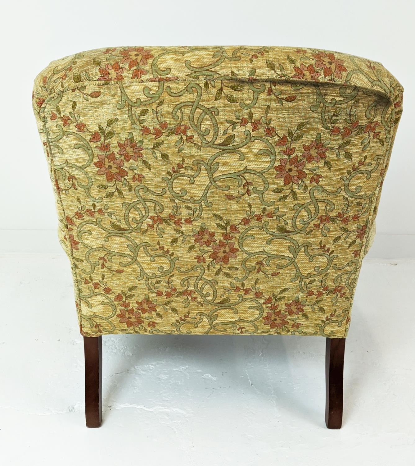 ARMCHAIRS, a pair, in floral gold chenille, 97cm x 82cm W. (2) - Image 6 of 7