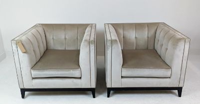 SOFA AND CHAIR COMPANY ARMCHAIRS, a pair, in chenille upholstery, each 95cm W x 92cm D x 80cm H. (2)