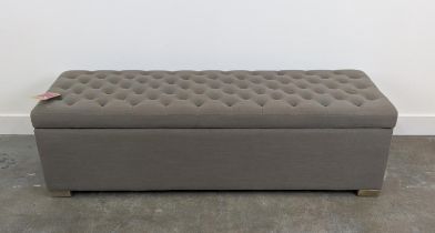 OTTOMAN, with a grey buttoned rising lid, 147cm x 48cm x 46cm H.