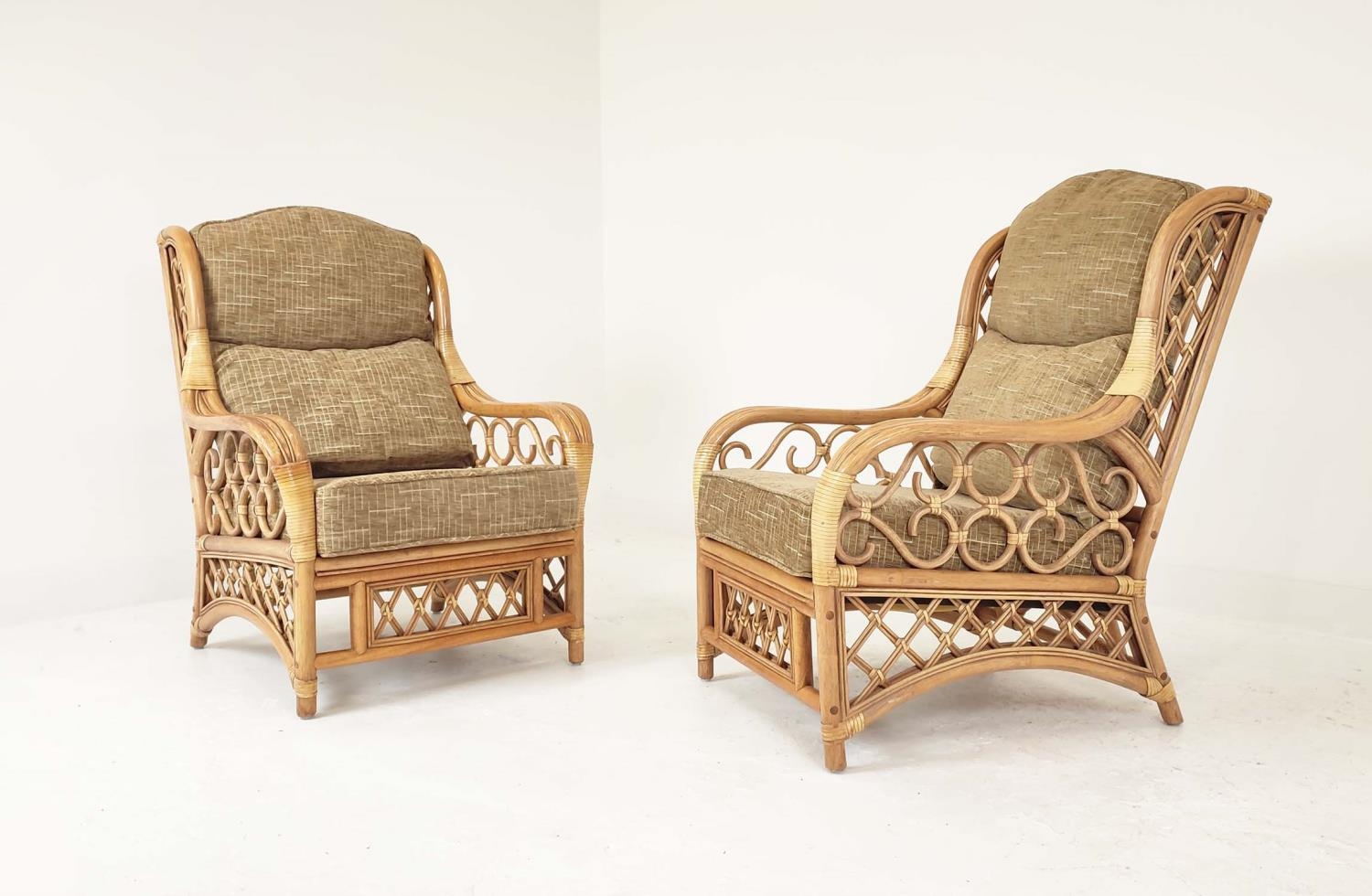 DUNO 'RENO' ARMCHAIRS, a pair, rattan and wicker, with cushion seats and back, 97cm h x73cm x - Image 2 of 6