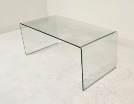 EICHHOLTZ LOW TABLE, curved glass, 120cm W x 60cm W x 48cm H.