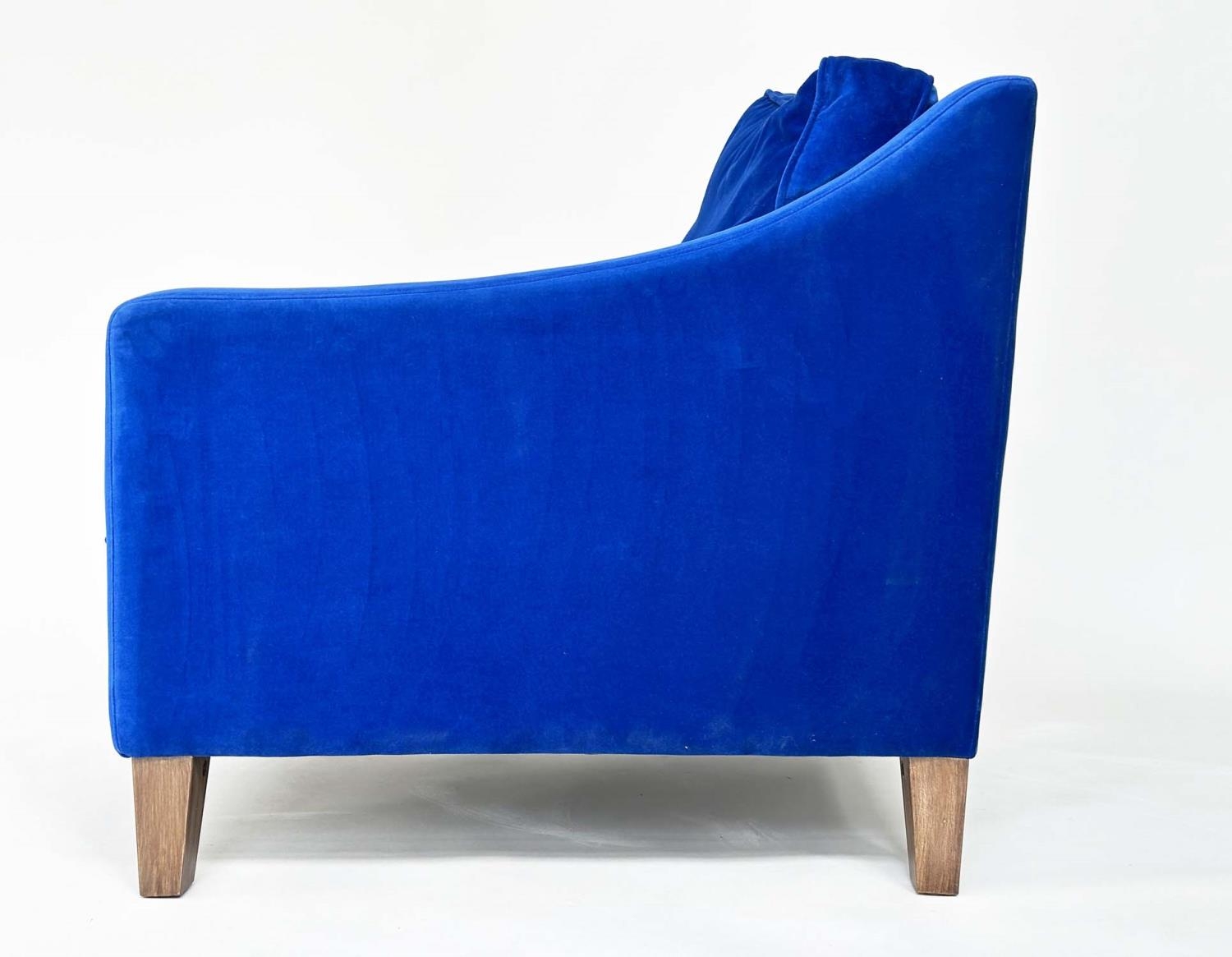 ARMCHAIR, traditional, blue velvet upholstered with soft cushions and tapering supports, Sofa.com, - Image 6 of 11