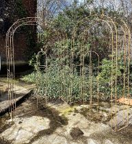 ARCHITECTURAL GARDEN COLLECTION, including two garden rose arbours and two garden obelisks, metal,