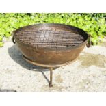 KADAI FIRE BOWL, on stand, 47cm x 64cm x 60cm.