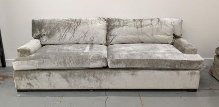 SOFA, contemporary grey fabric upholstered, 245cm W approx.