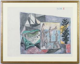 PABLO PICASSO, 7.1358 II, off set lithograph, suite: La chute d'Icare, 1972, Skira, 50cm x 65.5cm.