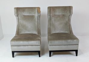 SOFA AND CHAIR COMPANY TALL BACKED CHAIRS, a pair, chenille with studded detail, from, each 68cm W x
