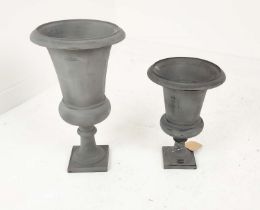 PLANTERS, a graduated pair, grey painted metal, 63cm x 37cm at largest approx. (2)