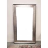 WALL MIRROR, silvered frame, bevelled plate, 123cm x 214cm.