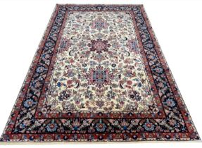 FINE PART SILK PERSIAN TEHRAN DESIGN CARPET, 295cm x 198cm.