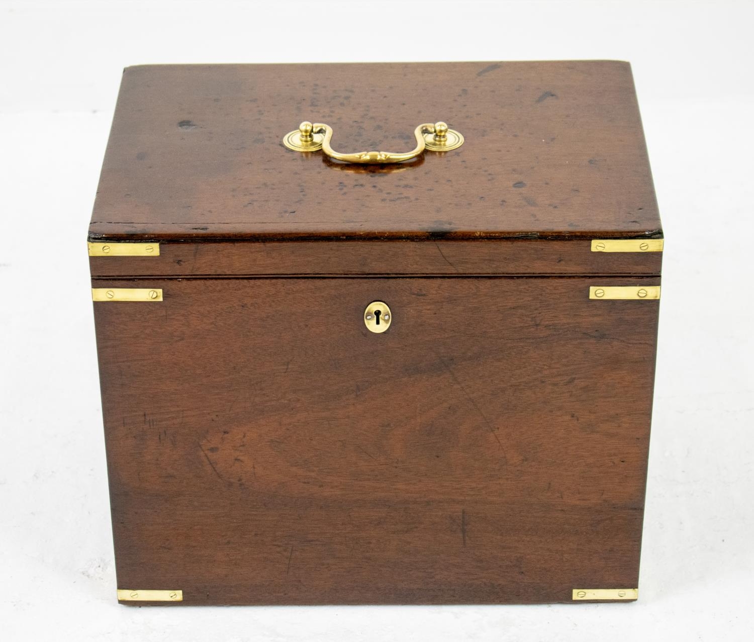 SILVERSMITH'S BOX, Victorian mahogany and brass bound, bears engraved plaque, 35cm H x 41cm x 28cm. - Image 2 of 5