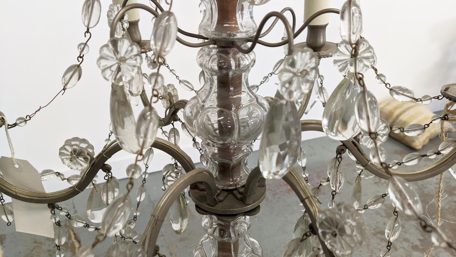 CHANDELIER with a metal frame and six branches, approx 90cm H x 45cm W. - Image 3 of 5