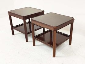 SIDE TABLES, a pair, Georgian style mahogany, 54cm H x 54cm x 54cm. (2)