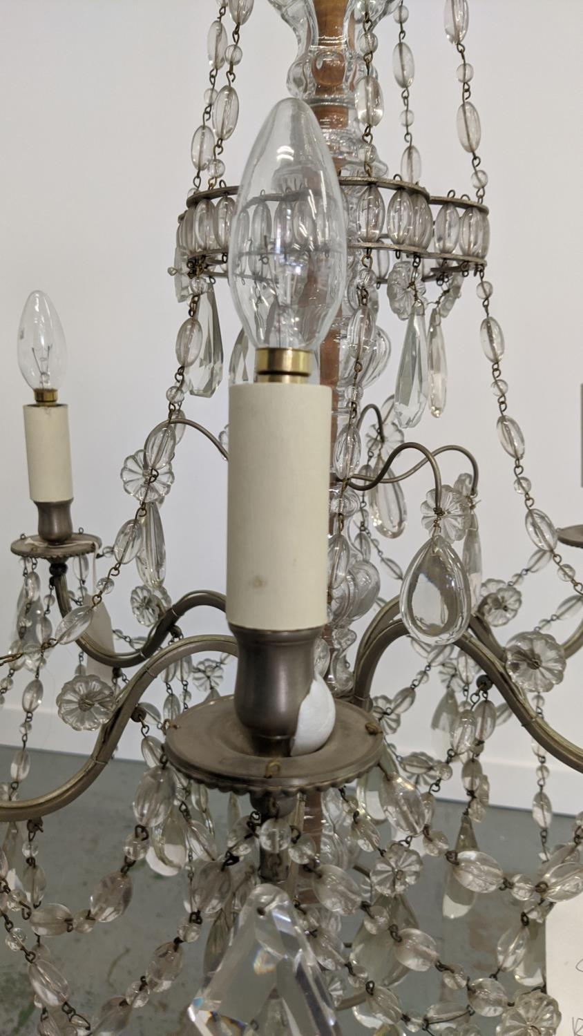 CHANDELIER with a metal frame and six branches, approx 90cm H x 45cm W. - Image 5 of 5