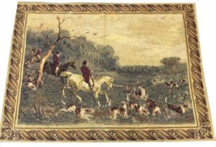 HUNTING DESIGN TAPESTRY, 184cm x 135cm.