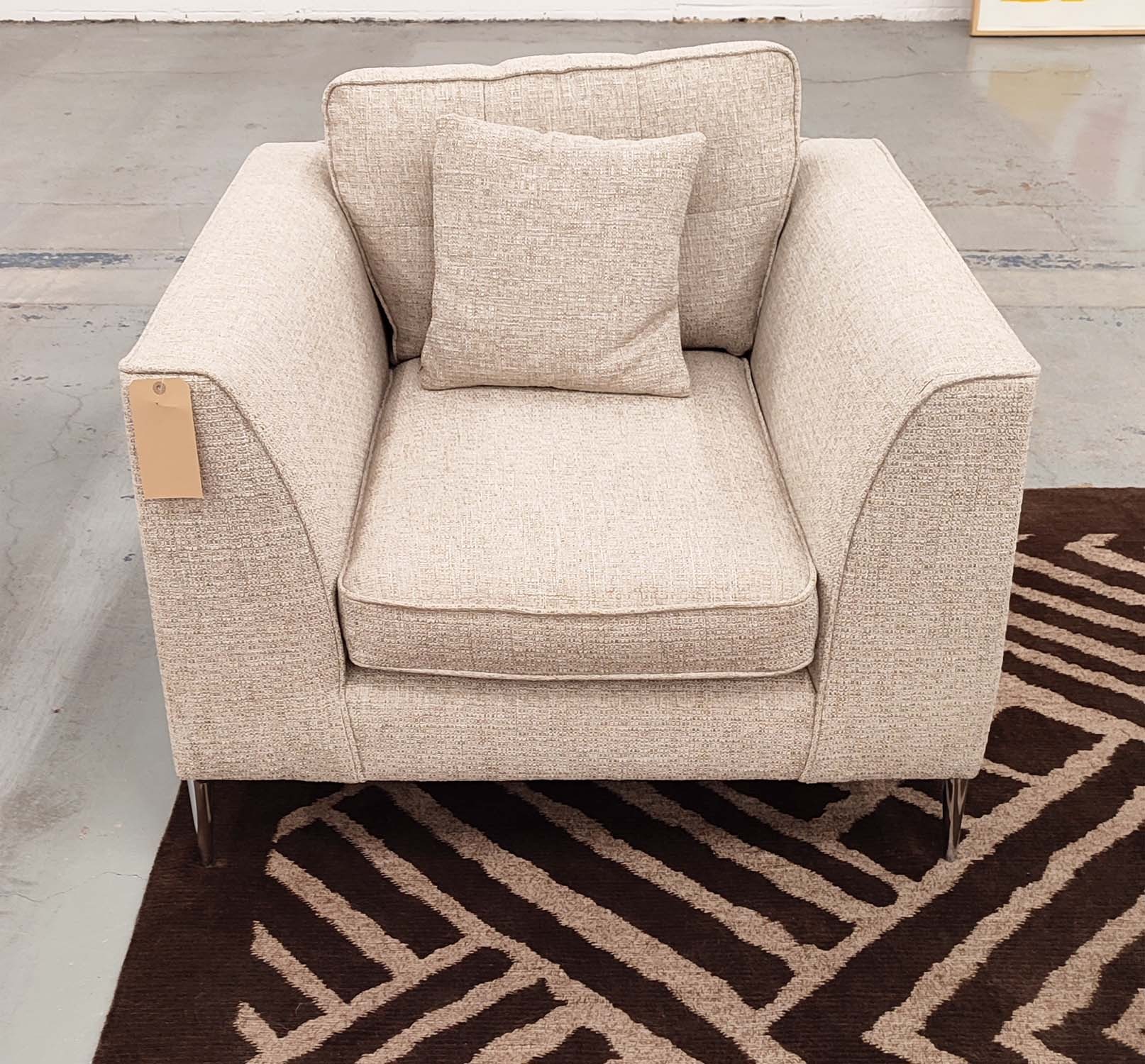 BARKER AND STONEHOUSE CONZA ARMCHAIR, neutral fabric upholstered, polished metal supports 102cm W - Image 2 of 6