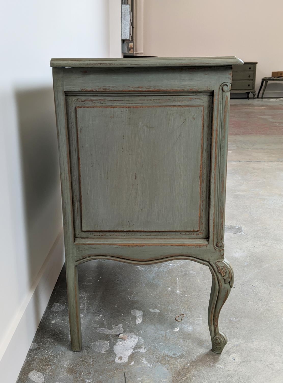 COMMODE, Louis XV style grey painted with three carved drawers, 72cm H x 73cm W x 40cm D. - Image 8 of 10