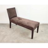 DAYBED, brown alcantara upholstered, 120cm x 42cm x 84cm approx.