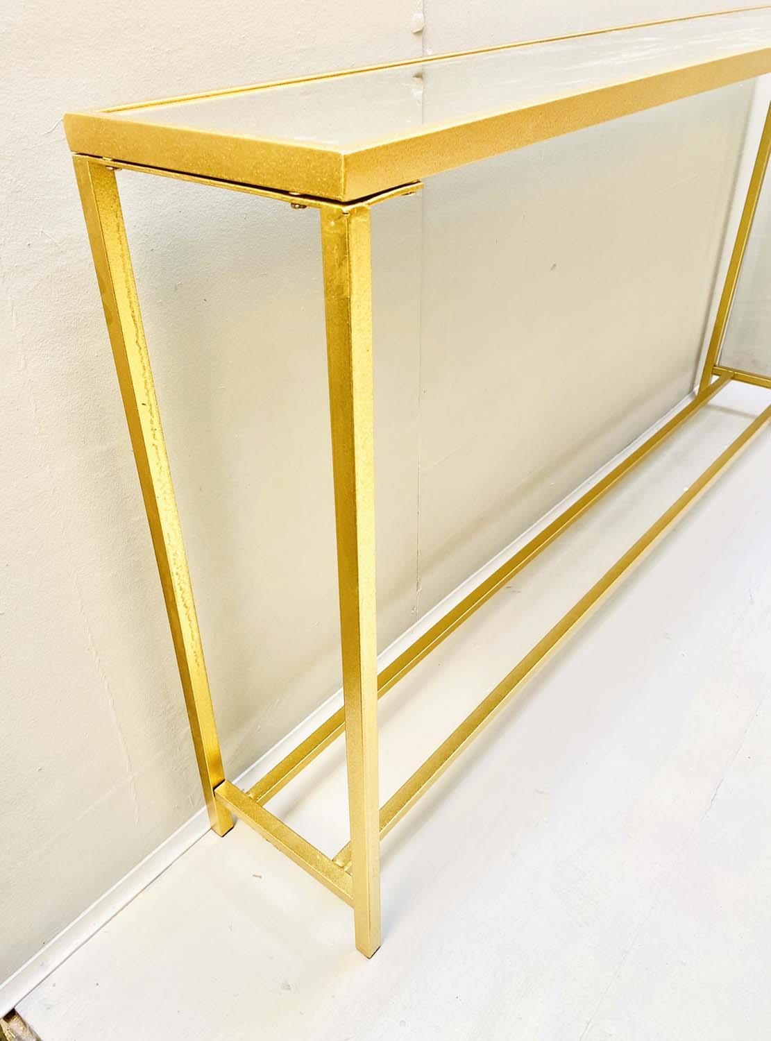 CONSOLE TABLE, gilt metal and glass, 79cm x 152cm x 25cm. - Image 4 of 4