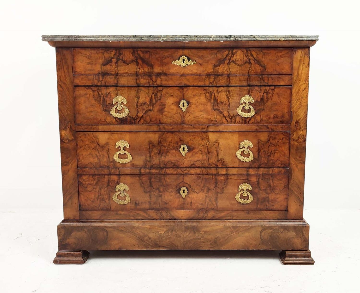 COMMODE, Louis Philippe walnut with five drawers and marble top, 110cm x 51.5cm x 95cm. - Image 2 of 11