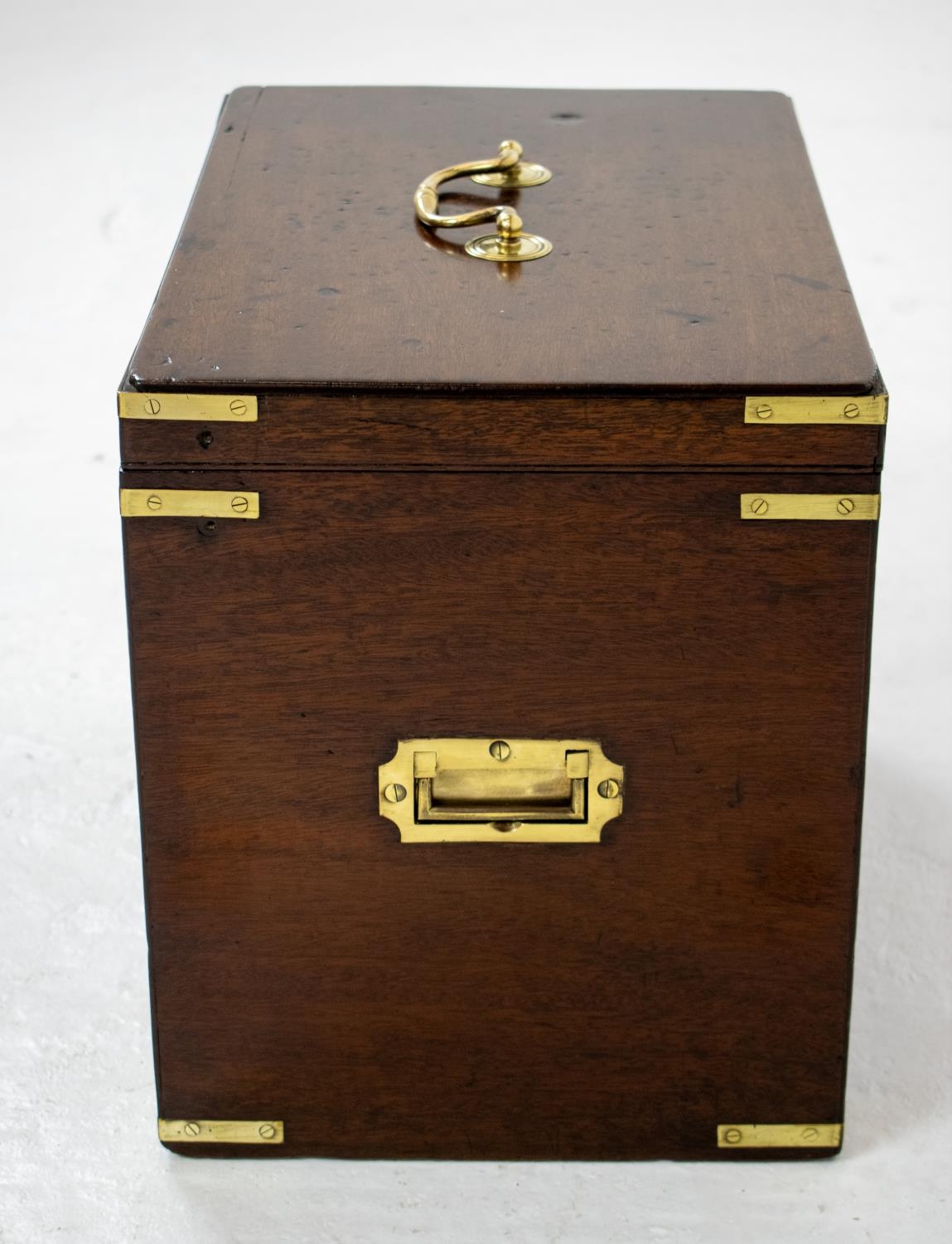 SILVERSMITH'S BOX, Victorian mahogany and brass bound, bears engraved plaque, 35cm H x 41cm x 28cm. - Image 3 of 5