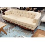 SOFA, 18th century French style, buttoned back upholstered on cabriole legs, 215cm W.