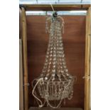 CHANDELIER, with a gilt metal frame and glass droplets, approx 90cm tall.