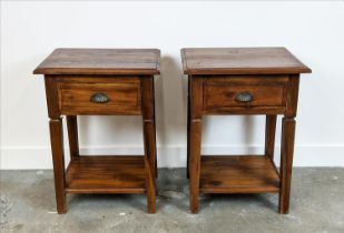 SIDE TABLES, a pair, provincial design with single drawer, 65cm H x 47cm x 35cm. (2)