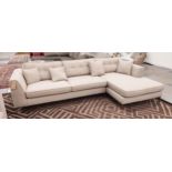 BARKER AND STONEHOUSE CONZA CORNER SOFA, neutral fabric upholstered, polished metal supports 305cm L