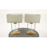 R V ASTLEY TABLE LAMPS, a pair, with shades, 68cm H. (2)
