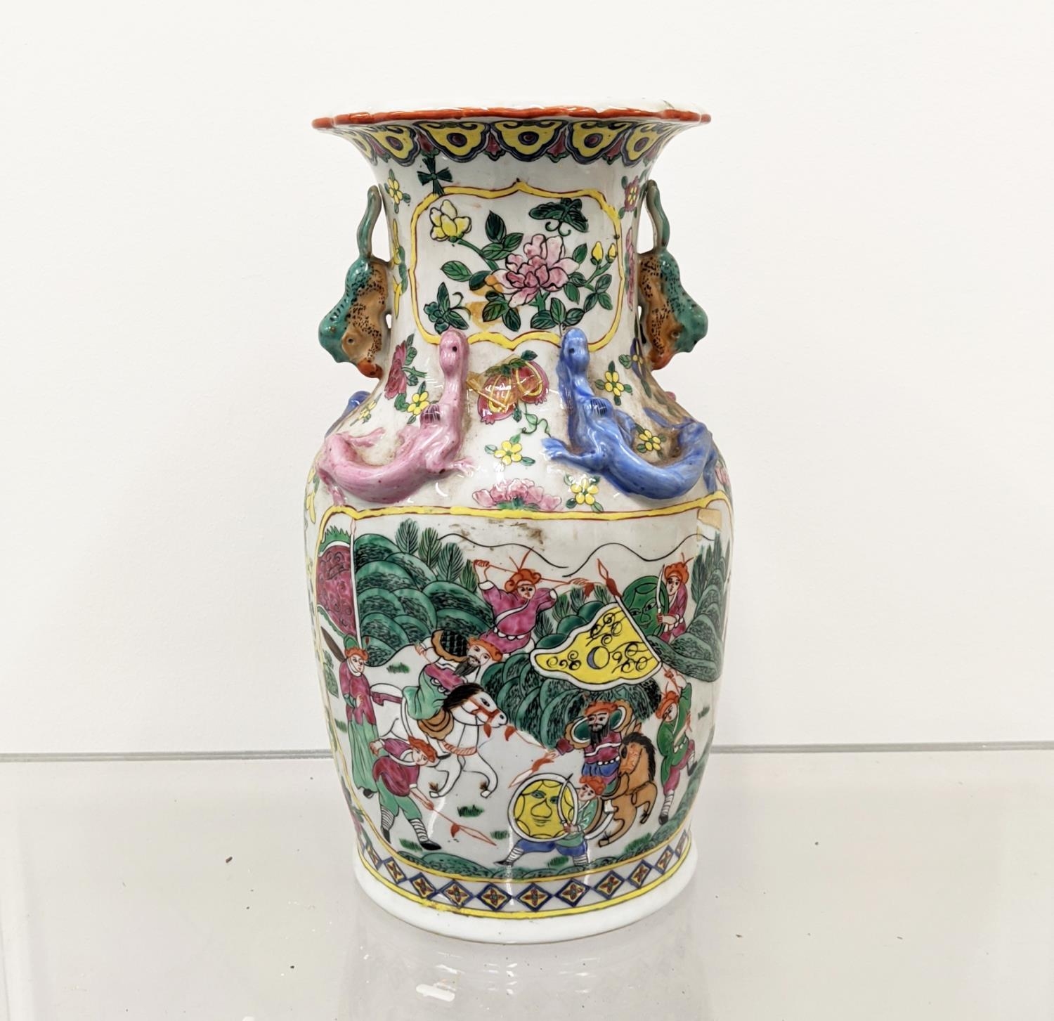 CHINESE PORCELAIN VASES, three including a bottle vase and a GU and I-Hing pottery jardiniere. (4) - Image 9 of 29