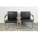 AFTER LUDWIG MIES VAN DER ROHE BRNO STYLE CHAIRS, a pair, 59cm W each (2)